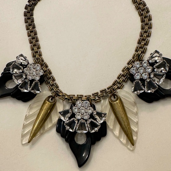 RARE Lulu Frost for J Crew Harvest Moon statement necklace rhinestone - Picture 4 of 11